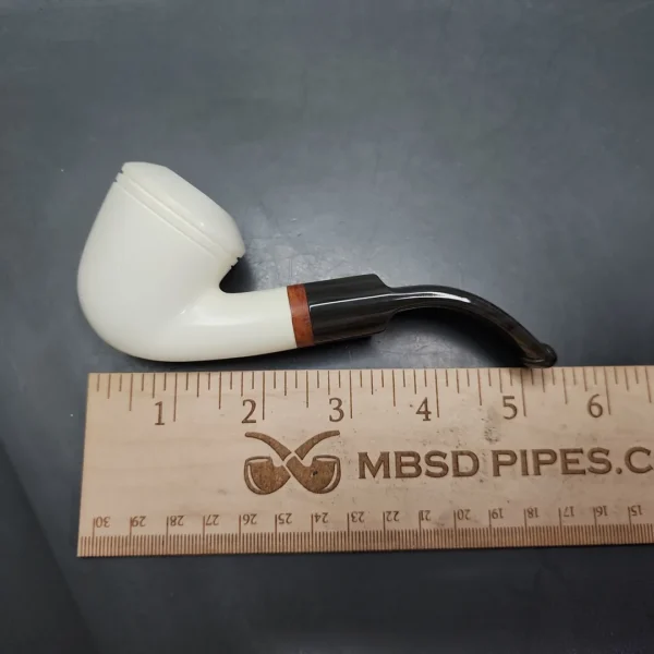 MBSD Meerschaum Deluxe Bent Rhodesian Block Meerschaum Pipe, Briar-Mortise - Image 8