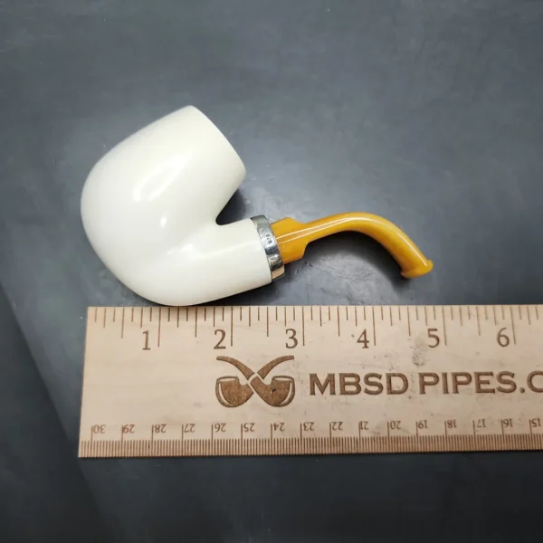 MBSD Meerschaum Silver Reverse Calabash Bent Brandy Block Meerschaum Pipe - Image 8