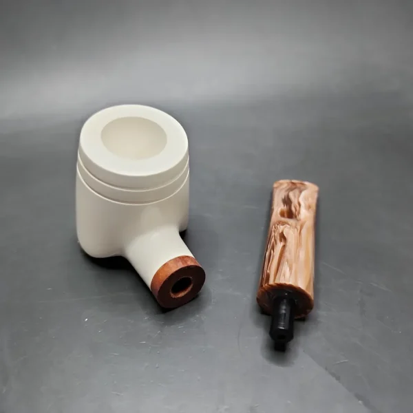 MBSD Meerschaum Deluxe Shape 55 Style Block Meerschaum Pipe, Briar-Mortise - Image 8