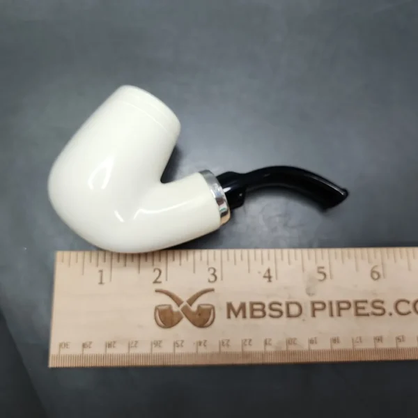 MBSD Meerschaum Silver Reverse Calabash Bent Brandy Block Meerschaum Pipe - Image 8