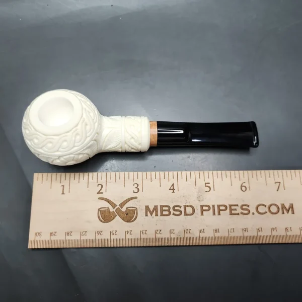 MBSD Meerschaum Deluxe Floral Tomato Block Meerschaum Pipe, Briar-Mortise - Image 9