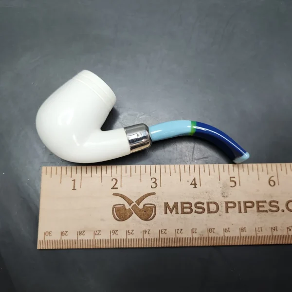 MBSD Meerschaum Deluxe Silver Bent Brandy Block Meerschaum Pipe, Briar-Mortise - Image 9