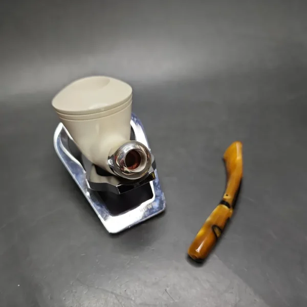 MBSD Meerschaum Deluxe Silver Rhodesian Block Meerschaum Pipe, Briar-Mortise - Image 10