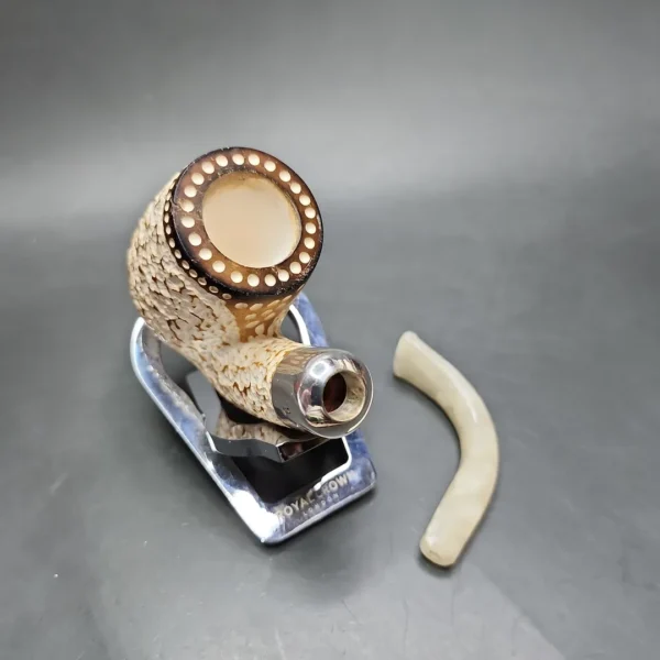 MBSD Meerschaum Deluxe Silver Fumed Oom Paul Block Meerschaum Pipe - Image 10