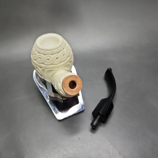MBSD Meerschaum Deluxe Floral Apple Block Meerschaum Pipe, Briar-Mortise - Image 10