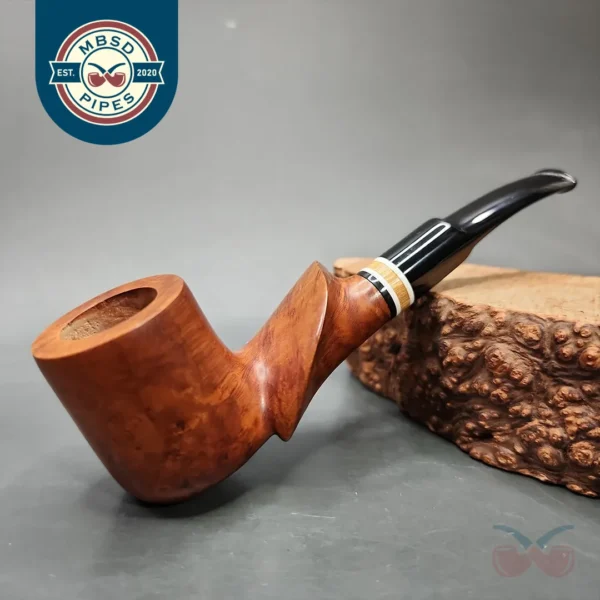 Michal Novak Smooth Spiral Carved Billiard Estate Briar Pipe, Unsmoked
