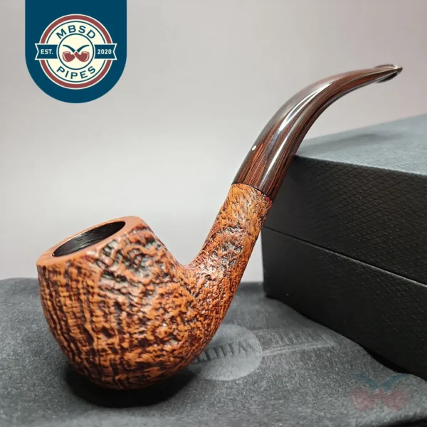 Dunhill 2018 County 4113 Sandblasted Bent Billiard Estate Briar Pipe, Unsmoked
