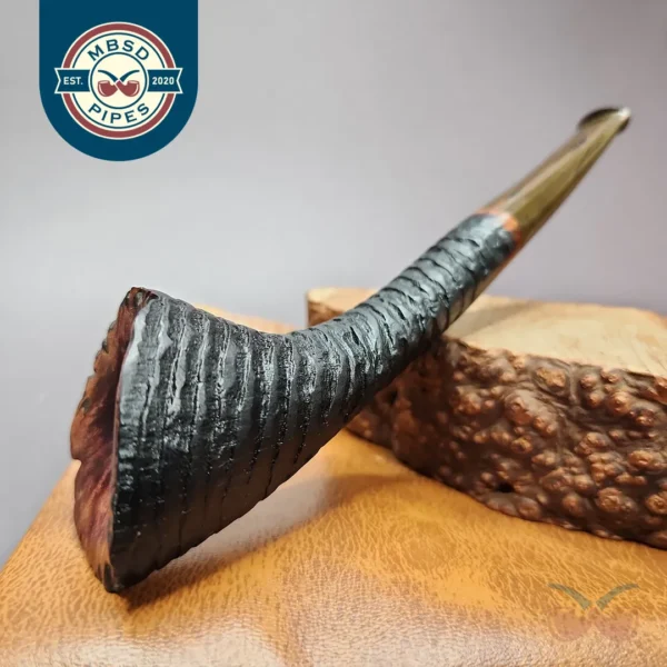 Bennie Joe Rusticated Horn Handmade Briar Pipe, New