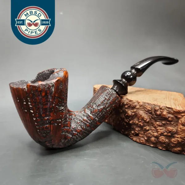 Erik Nording Handmade 4 Sandblasted Freehand Estate Briar Pipe, Unsmoked