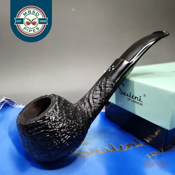 Sasieni 4 Dot Ruff Root 6 Sandblasted Diplomat Estate Briar Pipe, Unsmoked