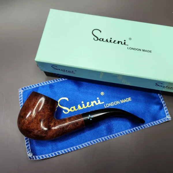 Sasieni 4 Dot Walnut Smooth Bent Billiard Estate Briar Pipe, Unsmoked - Image 3