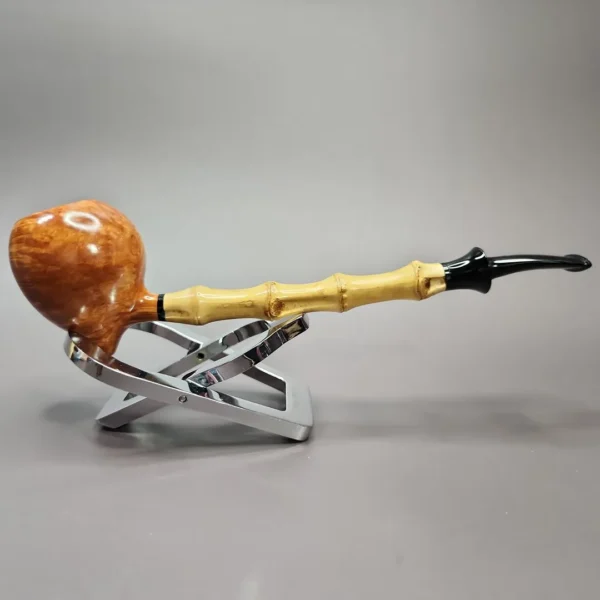 HS Studio Smooth Fig w/ Bamboo Handmade Estate Briar Pipe, Unsmoked - Image 3
