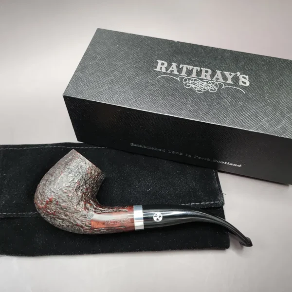 Rattray's Craggy Root 59 Rusticated Bent Billiard Estate Briar Pipe, Unsmoked, 9mm - Image 3