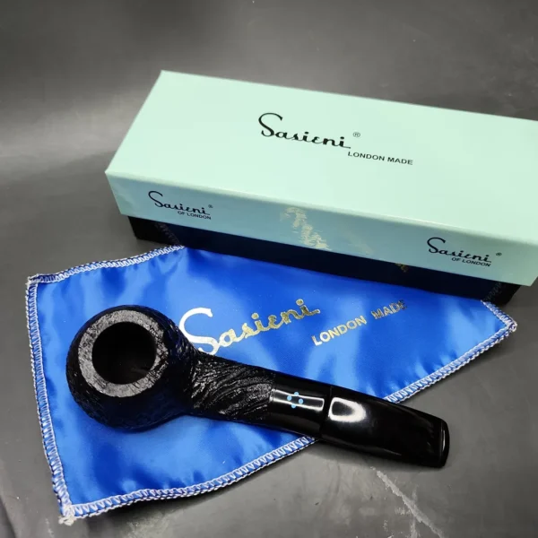 Sasieni 4 Dot Ruff Root 6 Sandblasted Diplomat Estate Briar Pipe, Unsmoked - Image 3