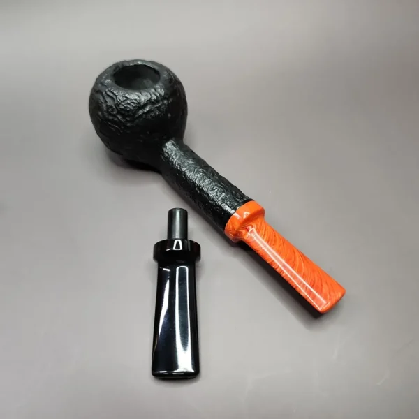 Sebastian Heck Sandblasted Tomato w/ Second Stem Handmade Briar Pipe, New - Image 4