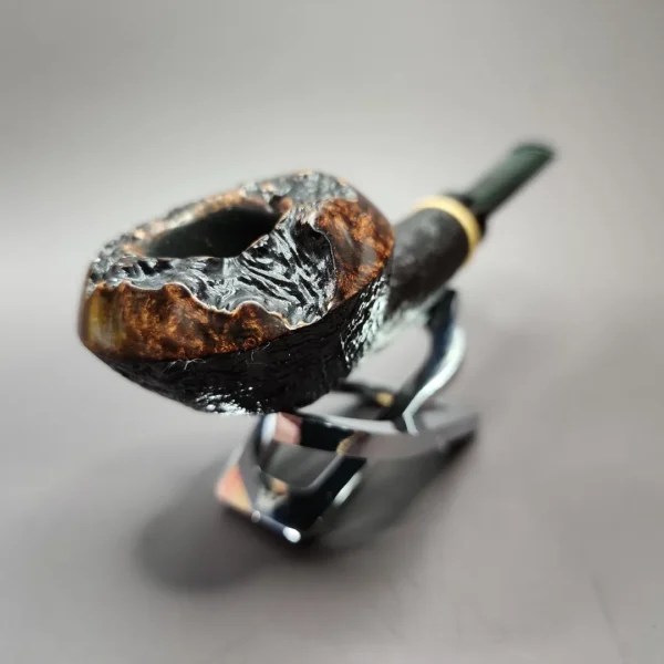 Nathan Armentout Sandblasted Bullcap w/ Boxwood Handmade Briar Pipe, New - Image 4
