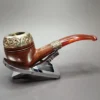 19th c. CPF Best Make Real Amber w/ Gold Filigree Estate Briar Pipe, Unsmoked - Image 4