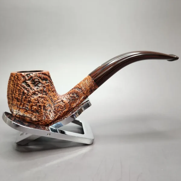 Dunhill 2018 County 4113 Sandblasted Bent Billiard Estate Briar Pipe, Unsmoked - Image 4