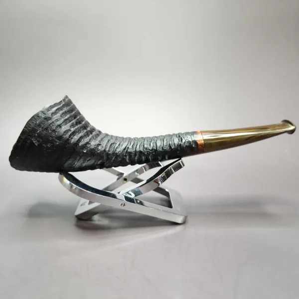 Bennie Joe Rusticated Horn Handmade Briar Pipe, New - Image 4