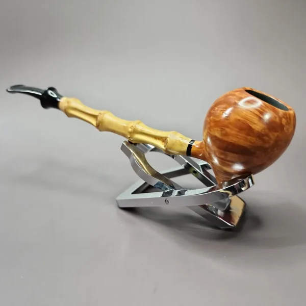 HS Studio Smooth Fig w/ Bamboo Handmade Estate Briar Pipe, Unsmoked - Image 5