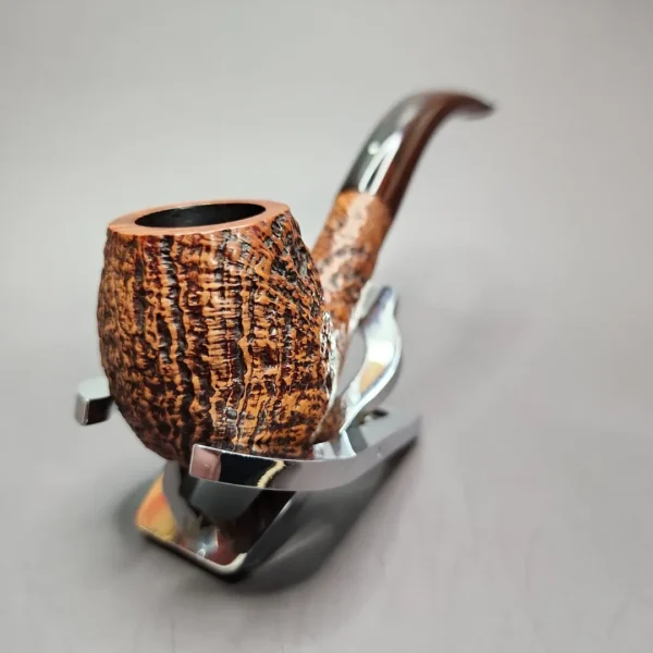 Dunhill 2018 County 4113 Sandblasted Bent Billiard Estate Briar Pipe, Unsmoked - Image 5