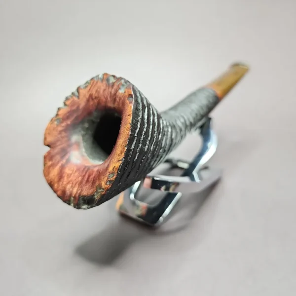 Bennie Joe Rusticated Horn Handmade Briar Pipe, New - Image 5