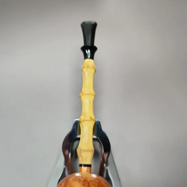 HS Studio Smooth Fig w/ Bamboo Handmade Estate Briar Pipe, Unsmoked - Image 7