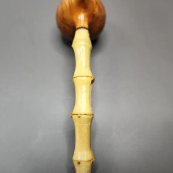 HS Studio Smooth Fig w/ Bamboo Handmade Estate Briar Pipe, Unsmoked - Image 8