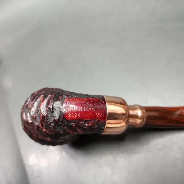 Peterson 2024 Christmas Pipe 221 Rusticated Bent Billiard Briar Pipe, FT, New - Image 8