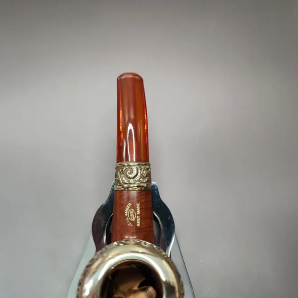 19th c. CPF Best Make Real Amber w/ Gold Filigree Estate Briar Pipe, Unsmoked - Image 9