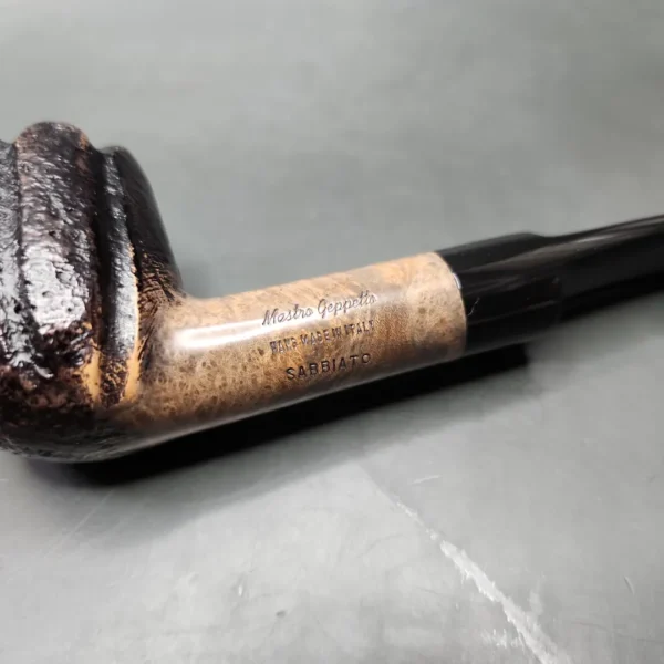 Mastro Geppetto Sandblasted Fluted Billiard Estate Briar Pipe, Unsmoked - Image 9