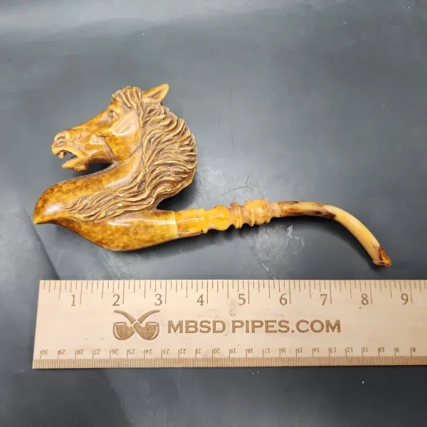 MBSD Meerschaum Masters by Kenan XL Horse Handmade Block Meerschaum Pipe, New - Image 9