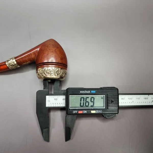 19th c. CPF Best Make Real Amber w/ Gold Filigree Estate Briar Pipe, Unsmoked - Image 11