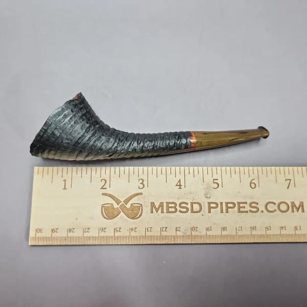 Bennie Joe Rusticated Horn Handmade Briar Pipe, New - Image 11