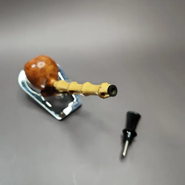 HS Studio Smooth Fig w/ Bamboo Handmade Estate Briar Pipe, Unsmoked - Image 11
