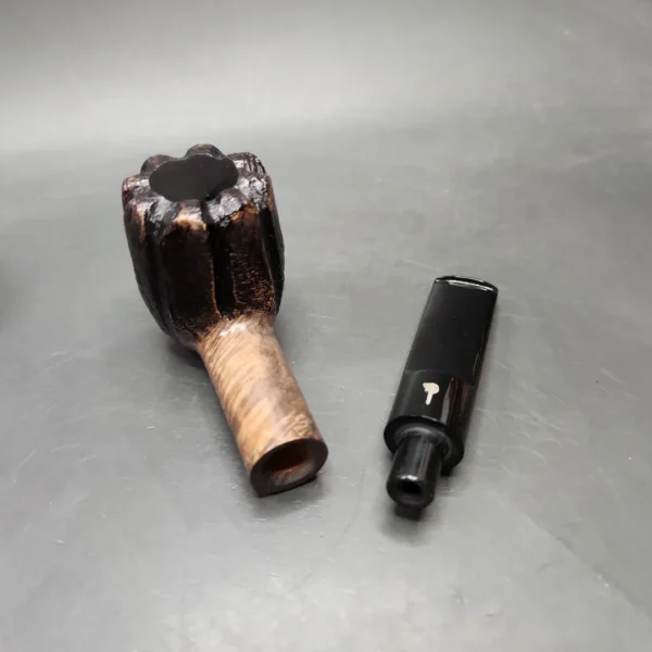 Mastro Geppetto Sandblasted Fluted Billiard Estate Briar Pipe, Unsmoked - Image 12