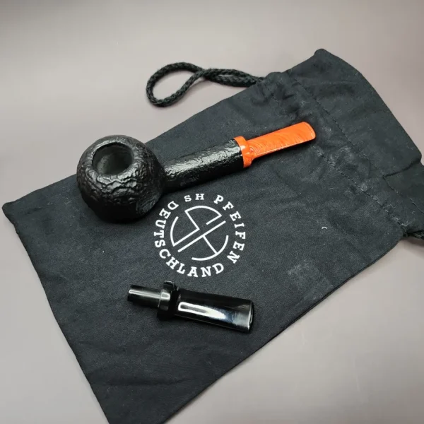 Sebastian Heck Sandblasted Tomato w/ Second Stem Handmade Briar Pipe, New - Image 12