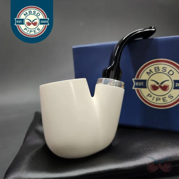 MBSD Meerschaum Silver Reverse Calabash Oom Paul Block Meerschaum Pipe