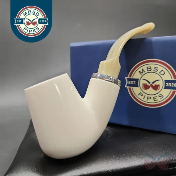 MBSD Meerschaum Silver Reverse Calabash Brandy Block Meerschaum Pipe