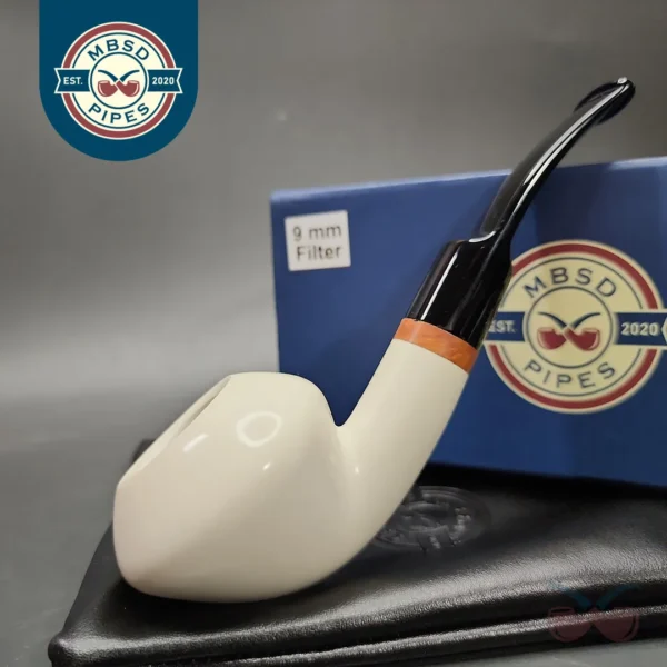 MBSD Meerschaum Deluxe Danish Dublin Block Meerschaum Pipe, Briar-Mortise, 9mm