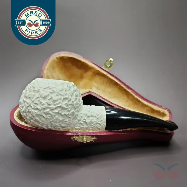 320 Inspired Rusticated Author Estate Block Meerschaum Pipe, Unsmoked