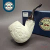 MBSD Meerschaum Silver Reverse Calabash Floral Brandy Block Meerschaum Pipe, New