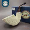 MBSD Meerschaum Silver Reverse Calabash Floral Dublin Block Meerschaum Pipe, New