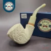 MBSD Meerschaum Deluxe Floral Rhodesian Block Meerschaum Pipe, Briar-Mortise, 9mm
