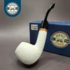 MBSD Meerschaum Deluxe Rusticated Apple Block Meerschaum Pipe, Briar-Mortise, 9mm