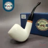 MBSD Meerschaum Deluxe Bent Pear Block Meerschaum Pipe, Briar-Mortise, 9mm
