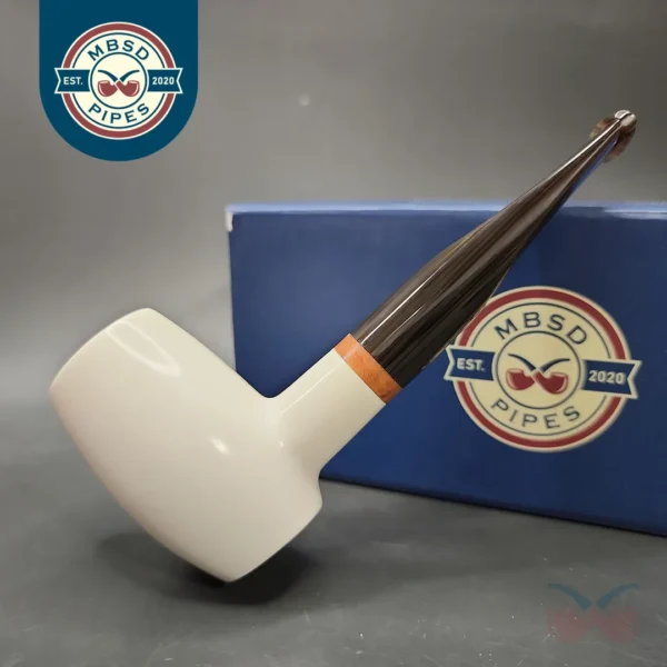 MBSD Meerschaum Deluxe Barrel Block Meerschaum Pipe, Briar-Mortise