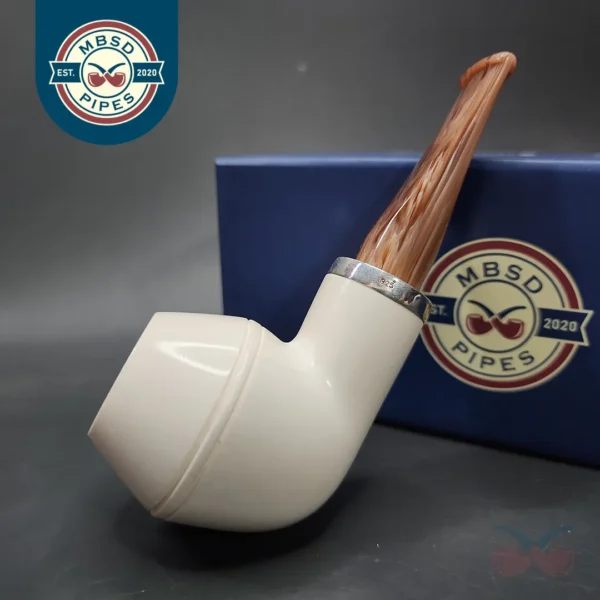 MBSD Meerschaum Silver Reverse Calabash Rhodesian Block Meerschaum Pipe