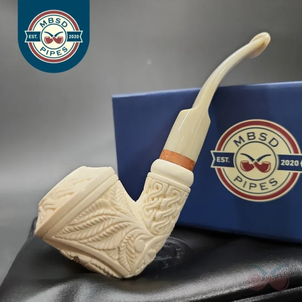 MBSD Meerschaum Deluxe US Navy Block Meerschaum Pipe, Briar-Mortise