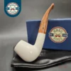 MBSD Meerschaum Deluxe Bent Billiard Block Meerschaum Pipe, Briar-Mortise